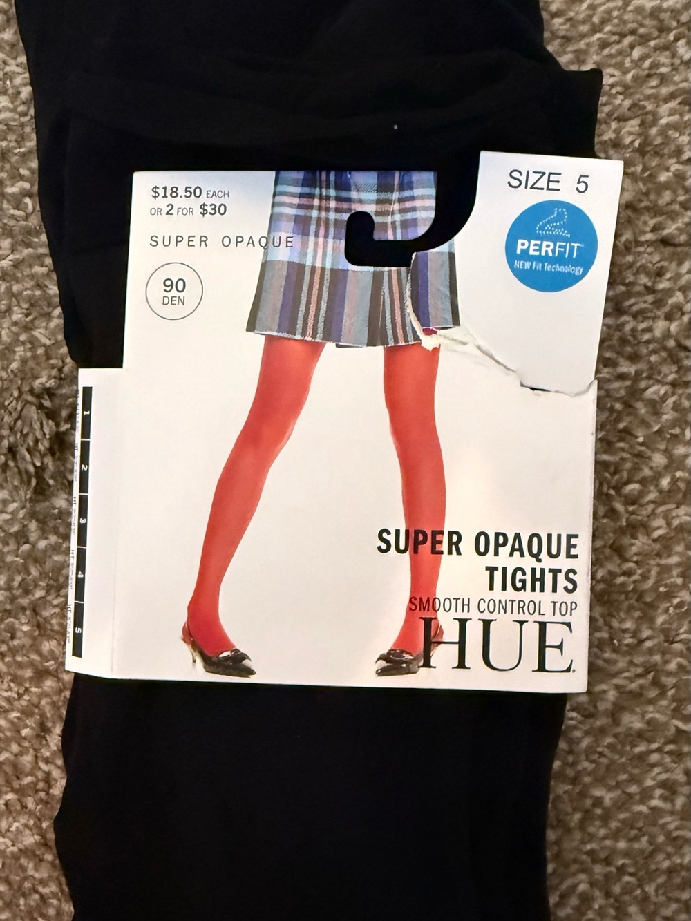 HUE Super Opaque Tights in Red and Black